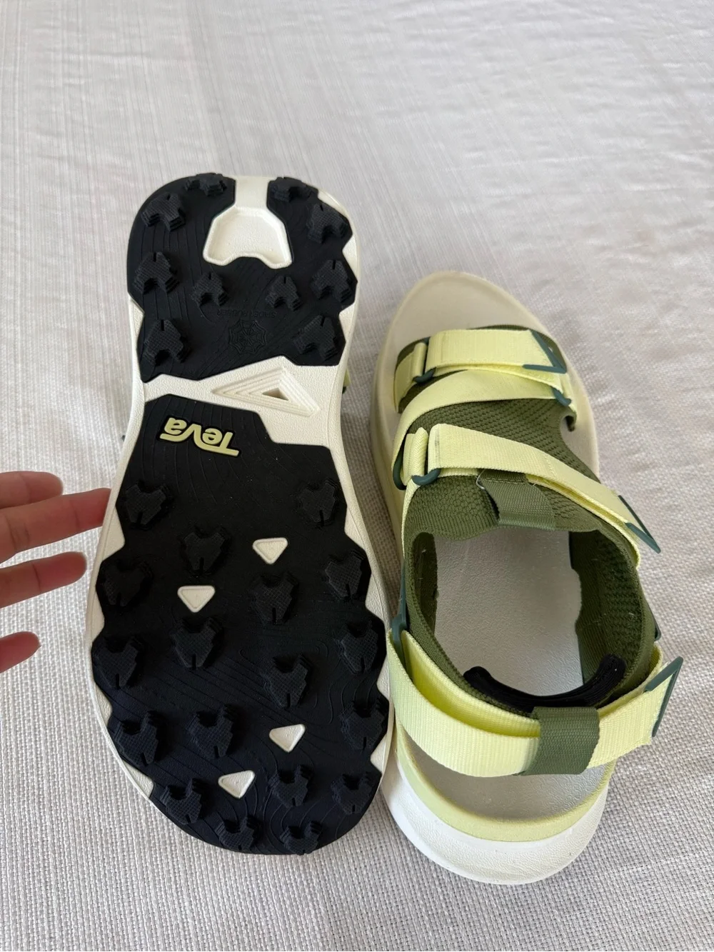 Teva men’s eventrail running sandals in Olive Green and Lemon